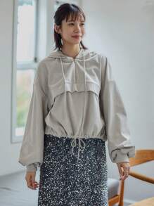 FRIFUL Một nửa khóa kéo Dây rút áo có mũ Của phụ nữ Áo nỉ - Màu Xám nhạt - Xem 8