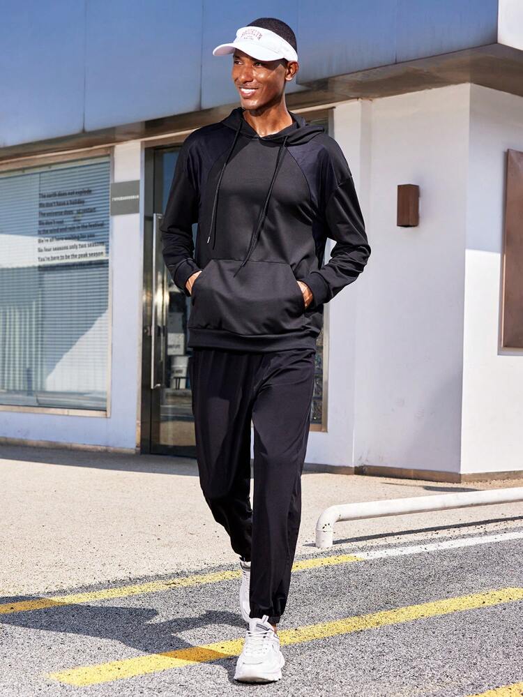 Boyfriend Style Men 1pc Kangaroo Pocket Sports Sweatshirt Boyfriend Style Men Sweatshirt