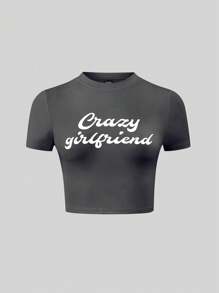 SHEIN Unity Letter Print T-shirt - Grey - View 1