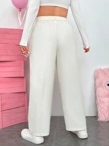 SHEIN EZwear Pantaloni cu imprimeu căpșuni - Caisă - Vizualizare 2