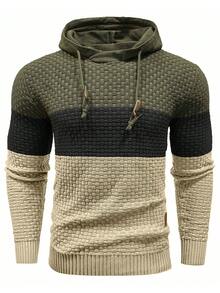 Manfinity 男士撞色抽繩連帽套頭毛衣 - 彩色 - 查看 3