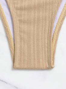 SHEIN Swim Bộ bikini hở lưng buộc dây mùa hè - Lạc đà - Xem 7