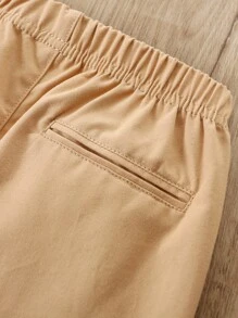 SHEIN Vintaside Kids 2pcs/Set Baby & Toddler Boys Solid Color Casual Pants With Slanted Pockets And Front Buttons , Suitable For Everyday Wear,Baby Pants Toddler Pants Infant Pants Baby Trousers Chic Outfits For Autumn/Winter