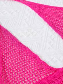 SHEIN Swim Áo choàng cổ yếm mùa hè cho nữ - Màu Hồng Tươi - Xem 5