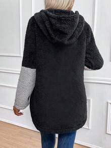 SHEIN Unity Của phụ nữ Đội mũ trùm đầu tương phản Sang trọng áo - màu đen - Xem 2