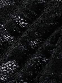 Men's Lace T-back Thong - Black - View 3