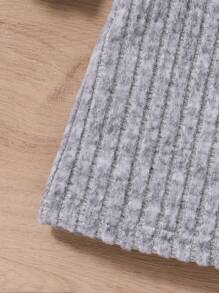 SHEIN Cô Gái Trẻ Đơn Giản & Thoải Mái Đan Miếng Dán Cường Lực Cao Cổ Tay Dài Với Thiết Kế Gân Dày Cho Mùa Thu/Đông - Nhiều màu - Xem 4