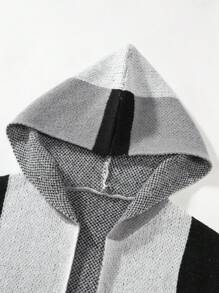 Manfinity Homme 男士拼色连帽开衫 - 黑與白 - 查看 4