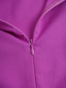 SHEIN LUNE Solid Batwing Sleeve Belted Dress - Purple - View 5