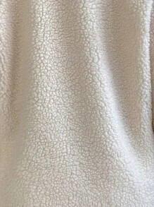 Chiquease Cổ áo Lót Teddy Nút đơn áo - Màu be - Xem 8