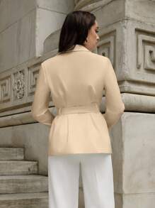 SHEIN Privé Cổ áo Thắt lưng Áo vest - Màu be - Xem 2