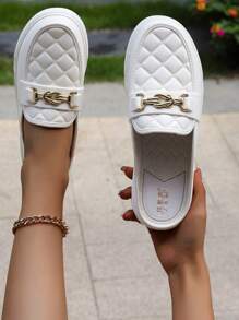 新款平底一腳蹬樂福鞋 - 白色 - 查看 1