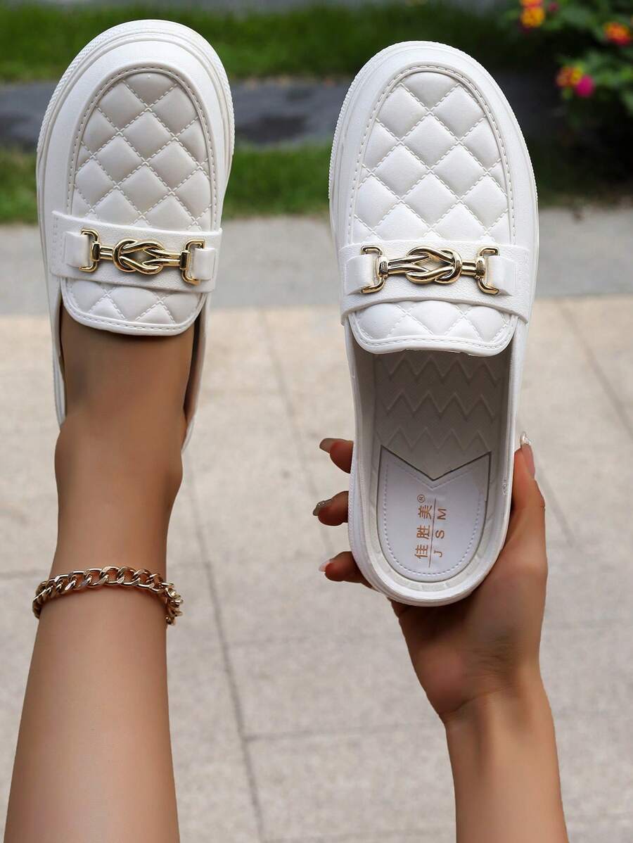 新款平底一腳蹬樂福鞋 - 白色 - 查看 1