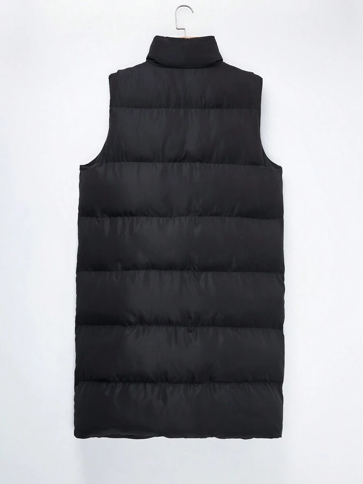 Zip Up Snap Button Winter Vest Coat
