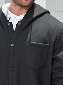 Manfinity Homme Veste À Capuche Doublée De Teddy De Grande Taille Pour Homme À Coupe Ample - Noir - Voir 3