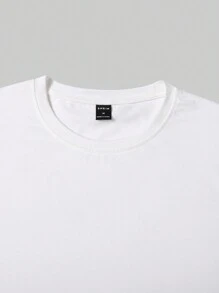 Manfinity Homme Men Solid Round Neck Long Sleeve Tee, Fall - White - View 5