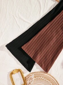 大碼2入組條紋針織喇叭睡褲 - 彩色 - 查看 4