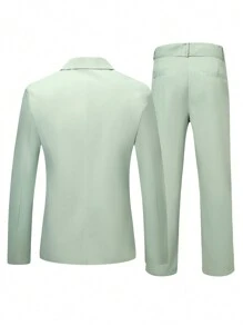 Manfinity AFTRDRK Men's Turn-down Collar Suit Set - Green - View 2