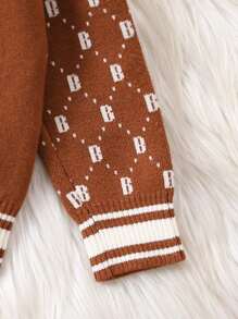 Bebé niño Cárdigan con patrón de letra ribete de rayas con capucha