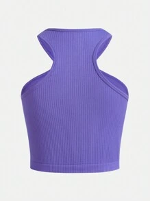 SHEIN Teen Girls' Seamless Gym Racerback Tank Top Set Of 3 - Multicolor - View 9