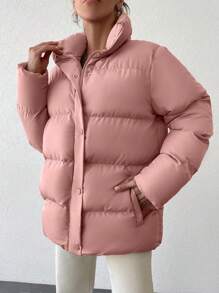 EURMUSE Women's Pink Padded Jacket - Pink - View 5