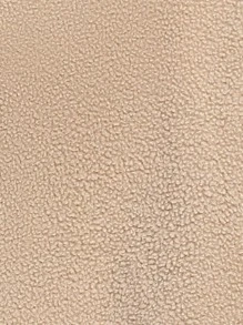 SHEIN LUNE Duffle Button Slant Pocket Teddy Jacket Fall Cloth For Women - Apricot - View 5