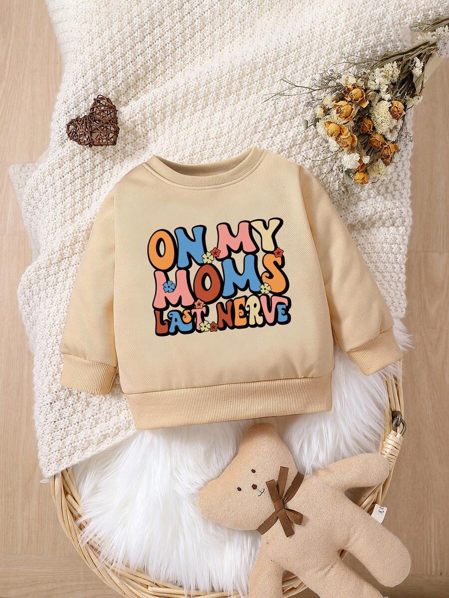 Đứa bé gái Đồ họa Khẩu hiệu Áo nỉ - Màu Khaki - Xem 1