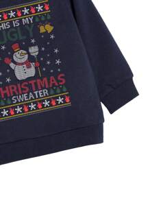 Young Boy Christmas Print Thermal Lined Sweatshirt - Royal Blue - View 3