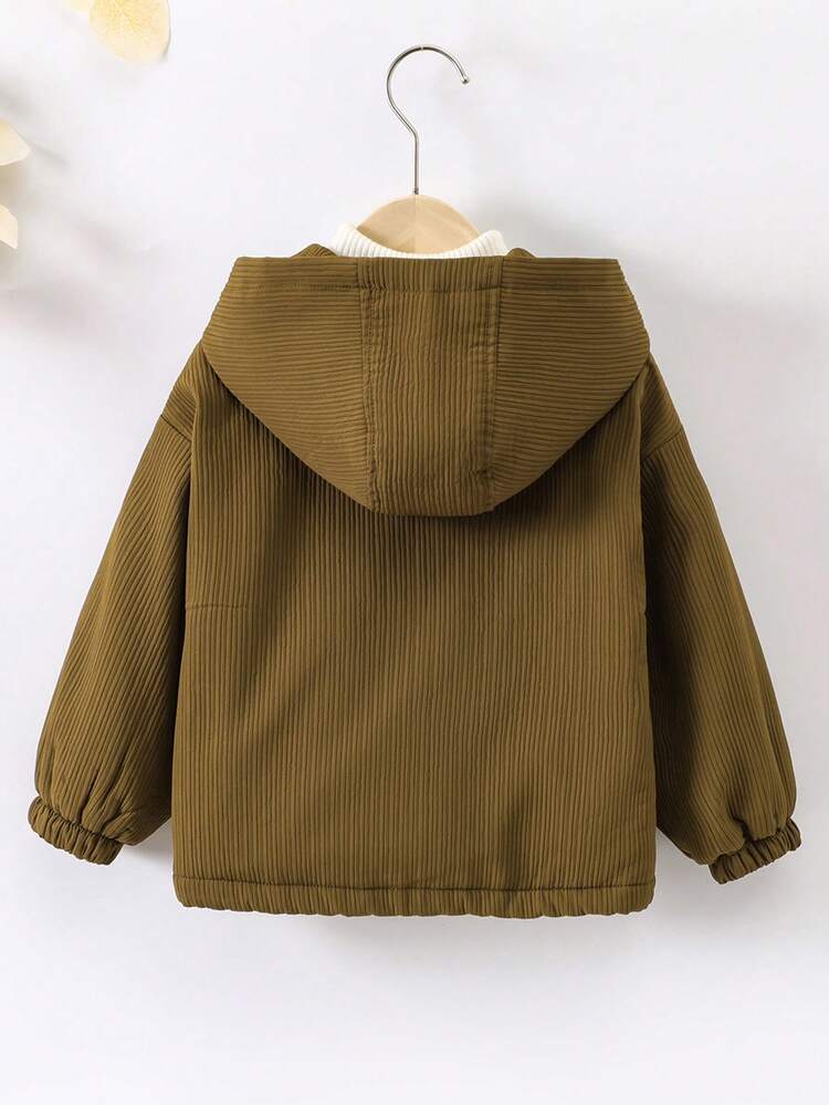 Boys' Hooded Zipper Jacket With Slanted Pockets