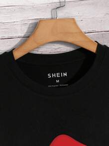 RueChic Men's Santa Claus Printed T-Shirt - Black - View 4