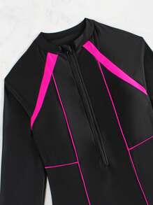 Swim SPRTY Bañador Deportivo De Una Pieza Con Bloque De Color - Negro - Ver 6