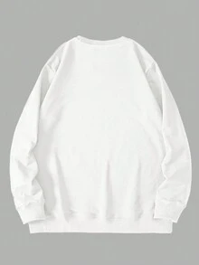 INAWLY Women's Fleece Sweatshirt With Slogan Print - White - View 2