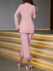 Allurite 毛茸茸袖口西裝外套和褲子