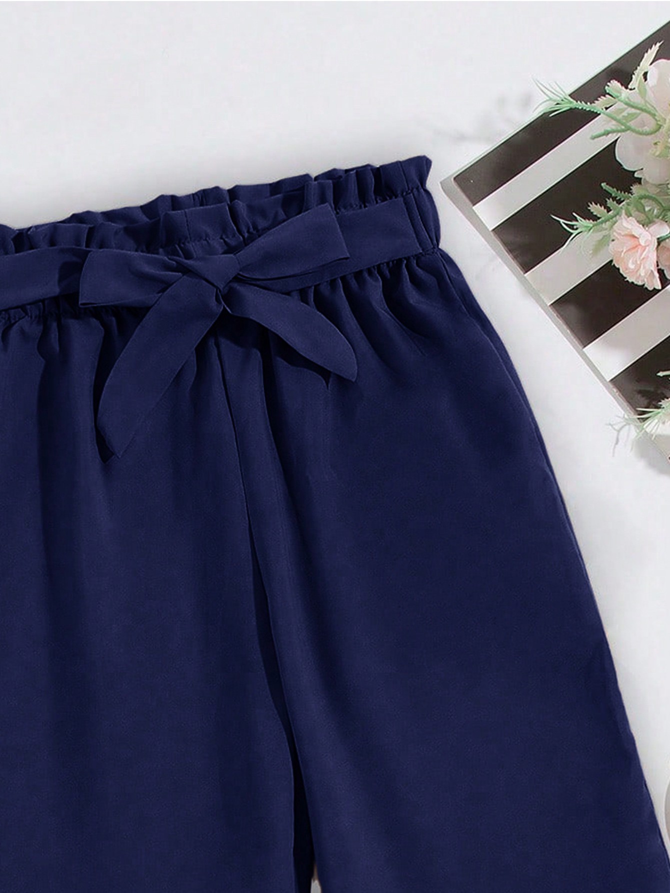 SHEIN بنطلون أزرق داكن مستقيم للفتاة المراهقة الجد...