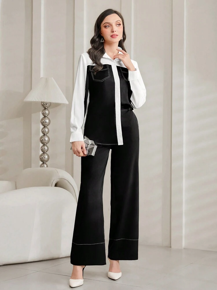 Color Block Flip Pocket Shirt