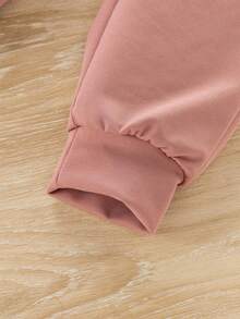 小女童連帽衛衣,格子長褲和背心入組套套裝 - 藕粉色 - 查看 5