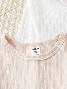 Bebé niña 3 piezas tejido de canalé Camiseta & 3 piezas Leggings - Rosa Pálido - Ver 3