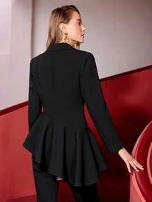 MOTF PREMIUM Blazer Volantes Contraste - Negro - Ver 6