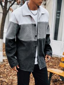 Manfinity Homme Nam Plus Khối màu Nút phía trước Áo khoác - Nhiều màu - Xem 3