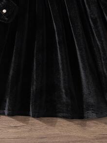 SHEIN 女童拼布彼得潘领连衣裙 - 黑色 - 查看 4