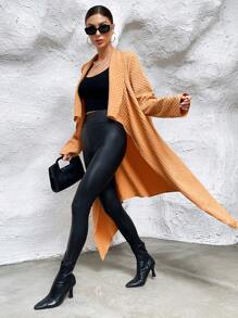 SHEIN LUNE 大翻領開門襟外套 - 棕色 - 查看 6