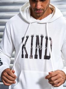 Gym Rark Sudadera deportiva para hombres con bolsillo canguro y cordón con gráfico de letras - Blanco - Ver 5