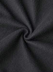 SHEIN 青少女羊毛衣,印花寬鬆圓領套頭衫和針織彈性腰帶運動長褲套裝 - 黑色 - 查看 5