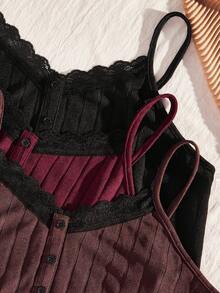 Plus 3pcs Contrast Lace Cami Top - Multicolor - View 4