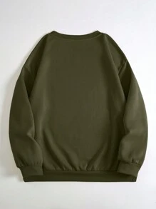 Plus Size Christmas Snowflake Fleece Sweatshirt - Army Green - View 2