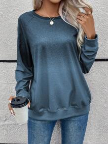 EMERY ROSE 漸層插肩袖運動衫 - 藍色 - 查看 3