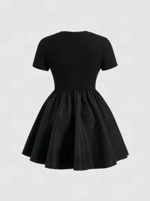 SHEIN MOD Plus Solid Flare Hem Dress,Graduation Dress,Birthday Dresses For Women - Black - View 2