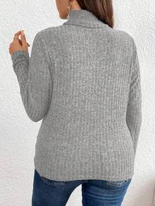 SHEIN LUNE Của phụ nữ Kích thước lớn Vòng cổ Sọc Áo thun - Màu Xám nhạt - Xem 2