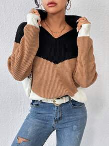 SHEIN Essnce Khối màu Thả vai Áo len - Nhiều màu - Xem 4