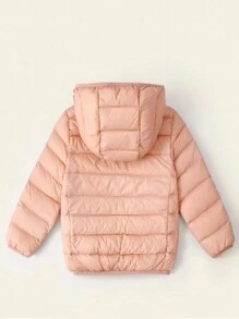 Teenage Girls' Zipper Hooded Padded Coat - Baby Pink - View 2